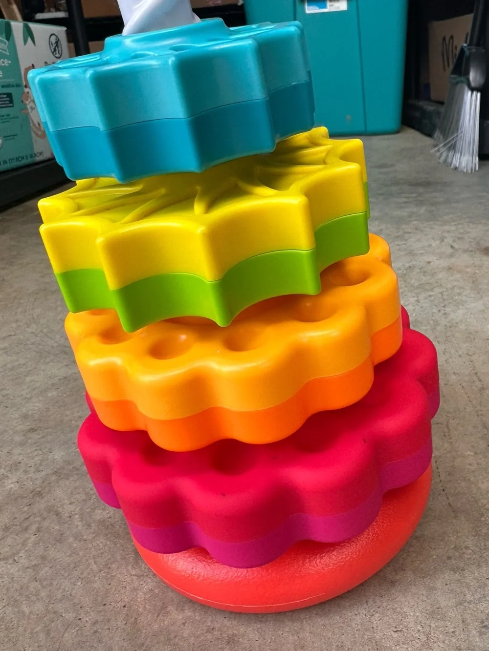 Stacking Corkscrew Rainbow Toy Rings Montessori learning Toy
